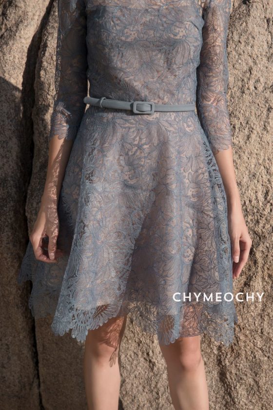 Grey Charmuse Lace Mini Dress 3