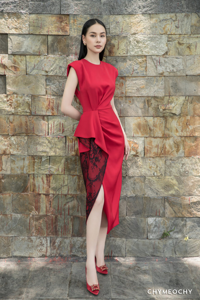 Red Sleeveless Ruffle Dress | CHYMEOCHY