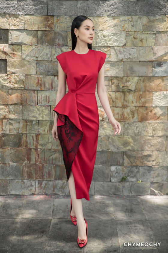 Red Sleeveless Ruffle Dress 1