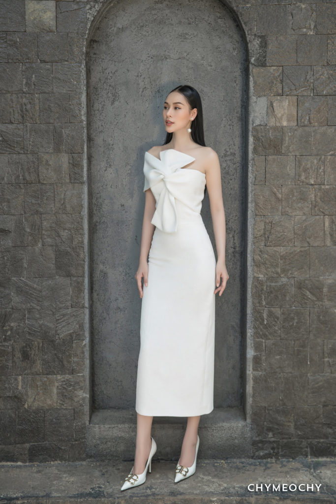 White Corset Longuette Dress | CHYMEOCHY