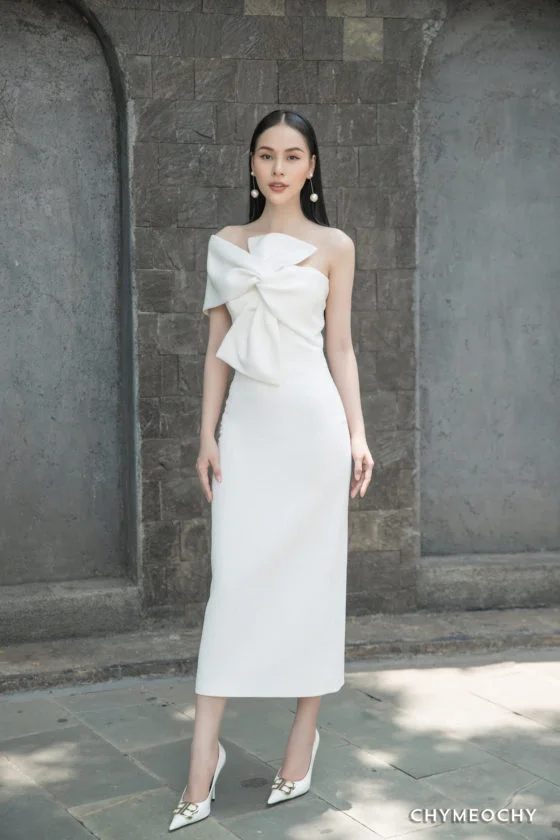 White Corset Longuette Dress 1