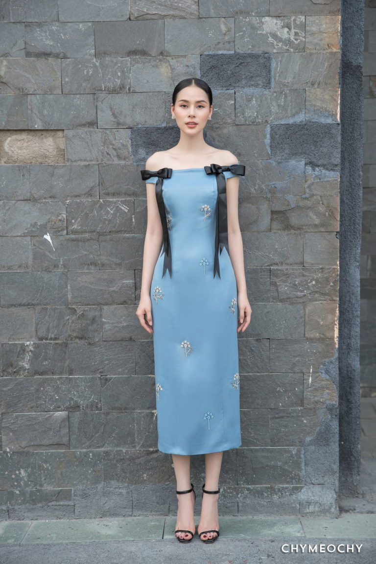 Steel Blue Midi Dress | CHYMEOCHY