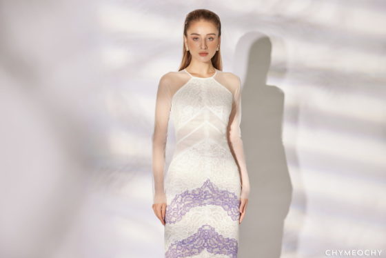 Laminated Lace Calf-Lenght Dress 3