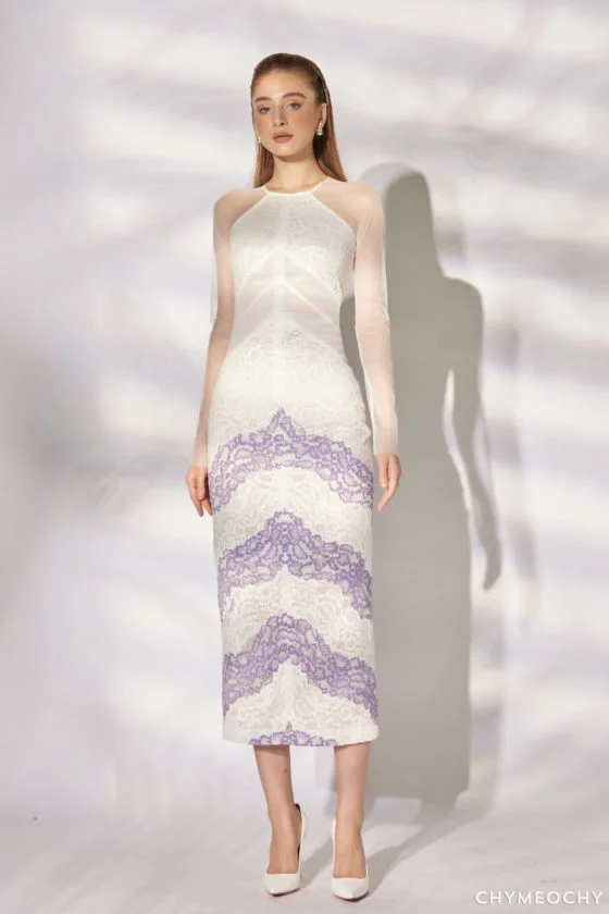 Laminated Lace Calf-Lenght Dress 4