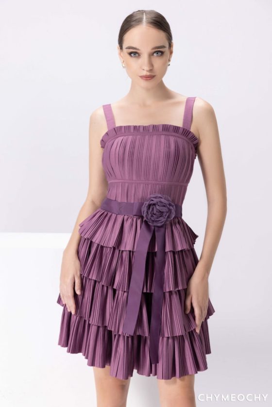 Lavender Pleated mini dress