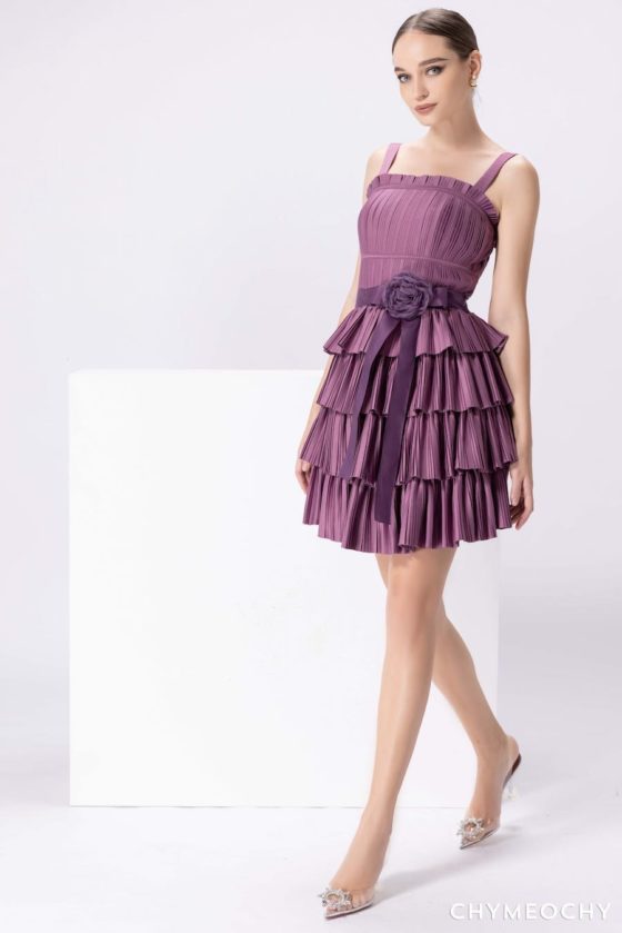 Lavender Pleated Dress 2