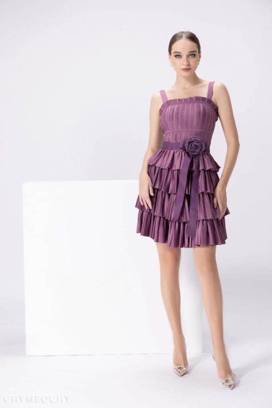 Lavender Pleated Dress 1