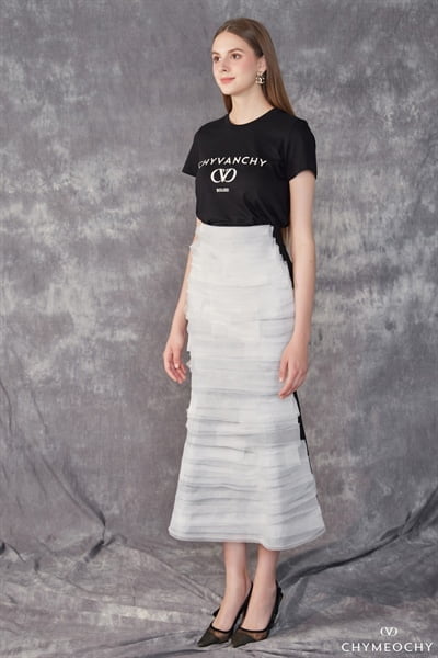 White Plying Midi Skirt 3
