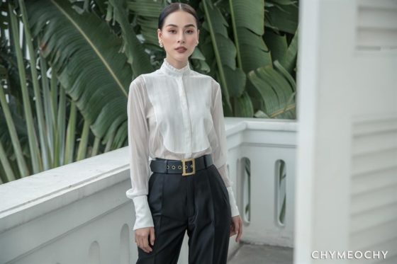 Pleated Bib Sheer Shirt - Image 3