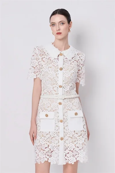W - Ivory Blossom Lace Dress - Image 5