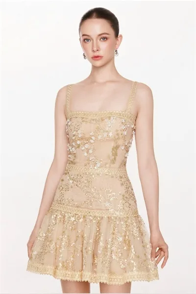 The Aurielle Golden Mini Dress - Image 4