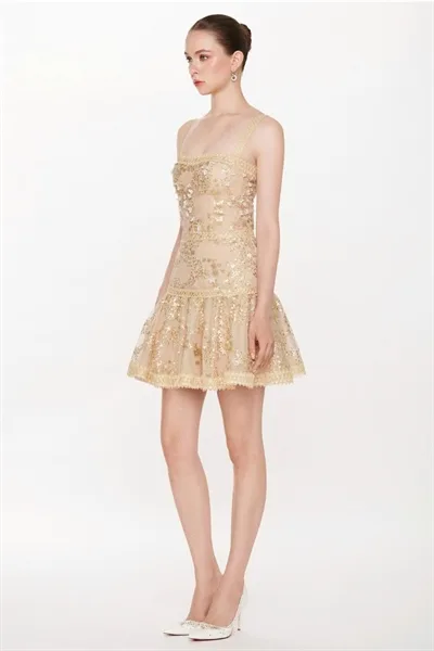 The Aurielle Golden Mini Dress - Image 3